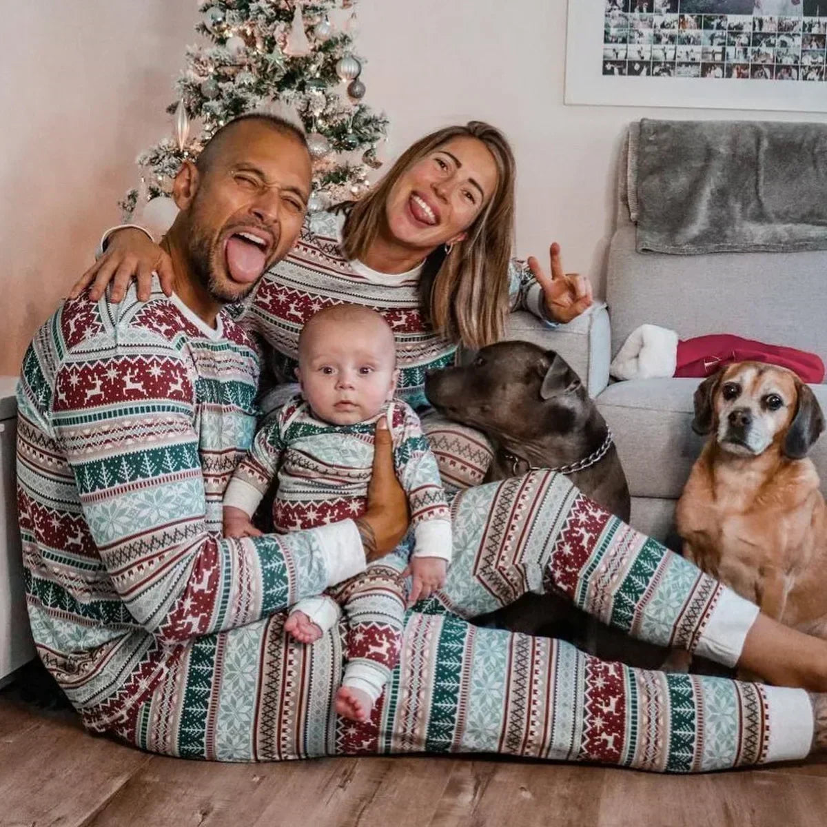 Green & Red Holiday Harmony Matching PJs